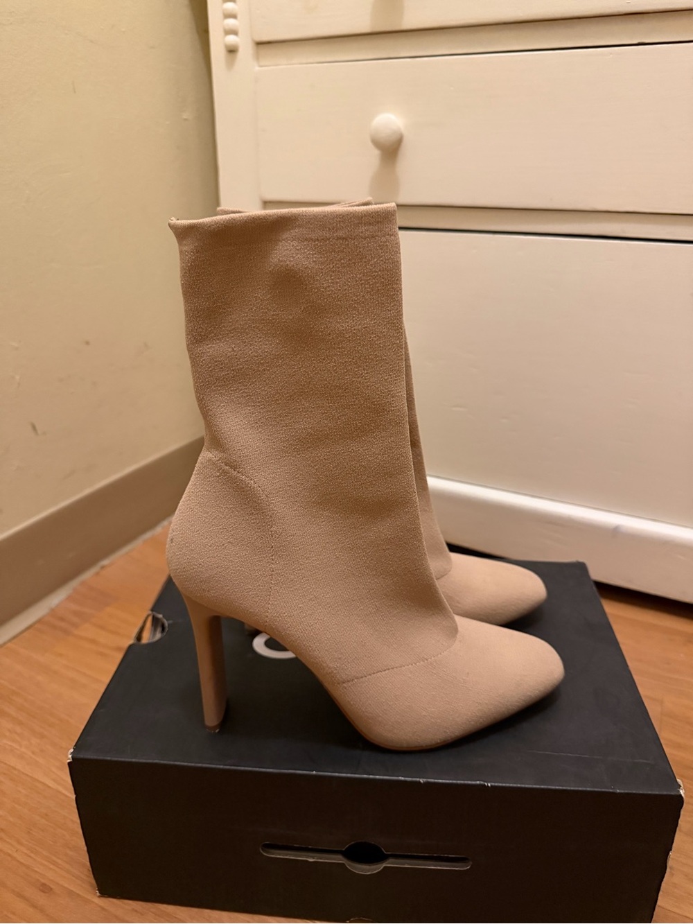 Aldo Nude Stretch Sock Stiletto Boots